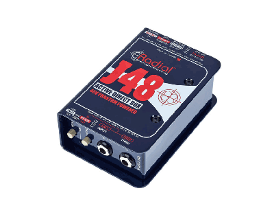 Radial J48, DI box attiva per collegare strumenti ad alta impedenza (chitarra acustica, basso, altri strumenti con pickup passivi)