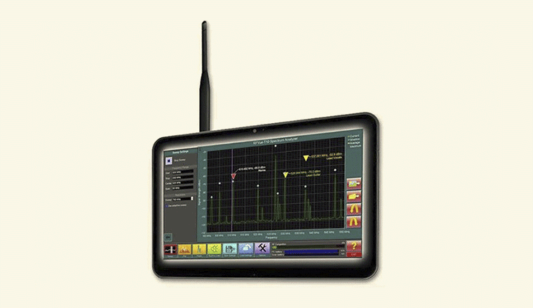 l'analizzatore di frequenze in formato tablet Invisible Waves RF-Vue di Kaltman Creations LLC