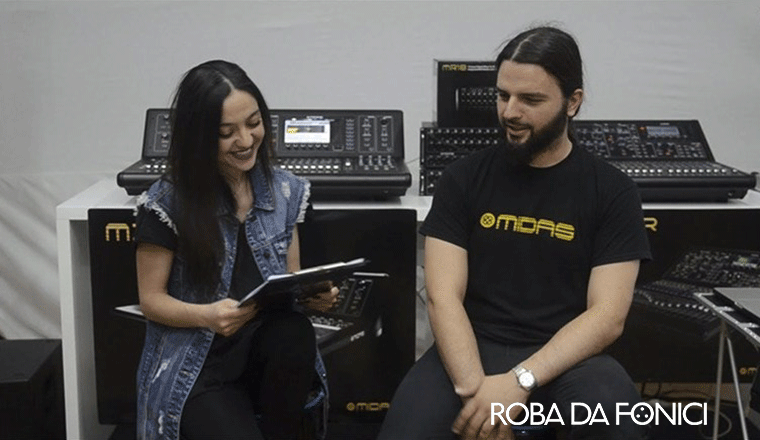 matteo barbaro e valentina libraro per la demo di midas m-32