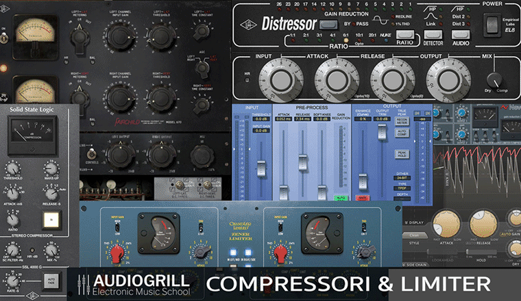 Locandina corso compressori e limiter - Audiogrill